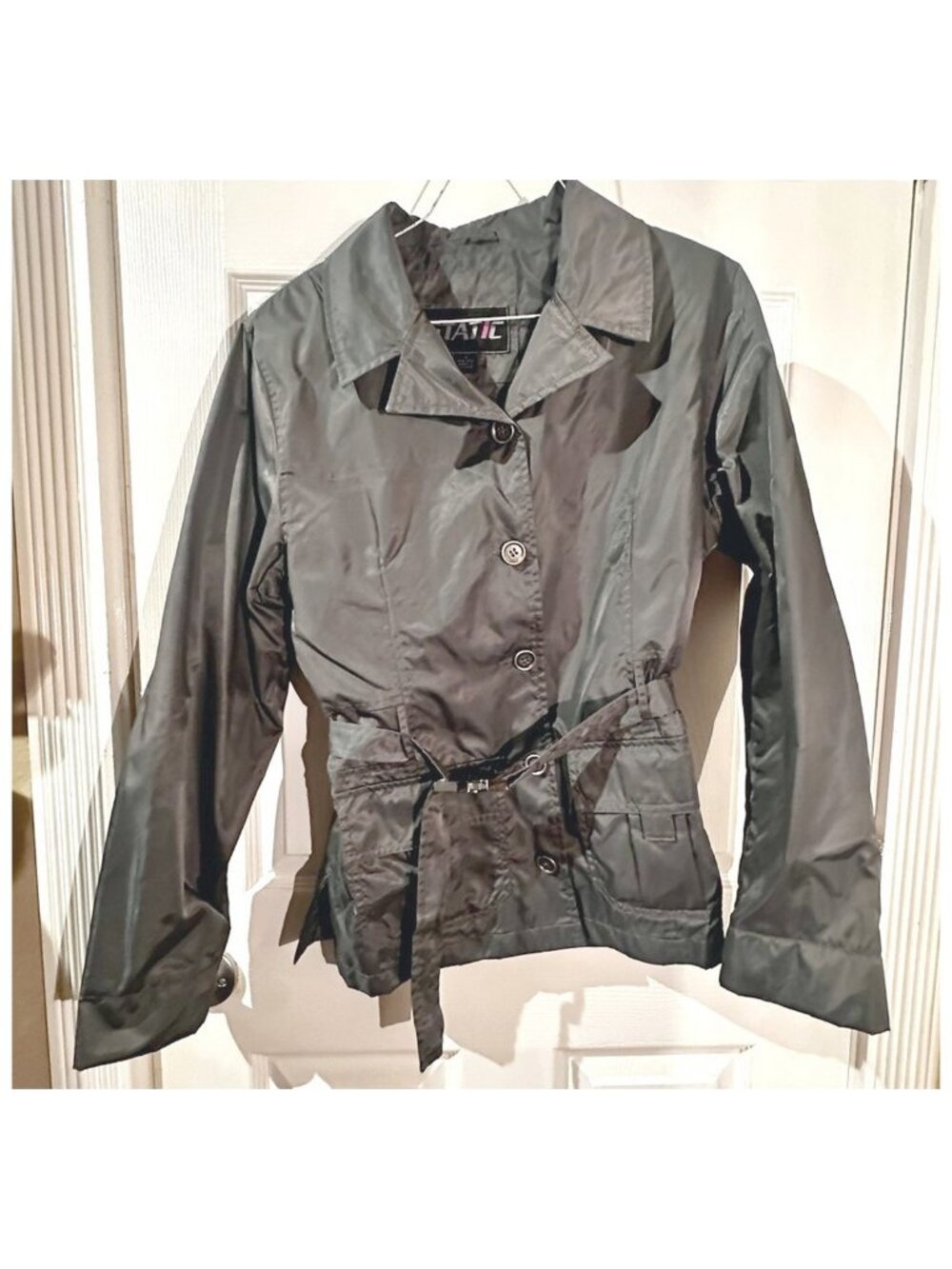 Static Jacket Windbreaker Lightweight Gray with Belt Women's Size M